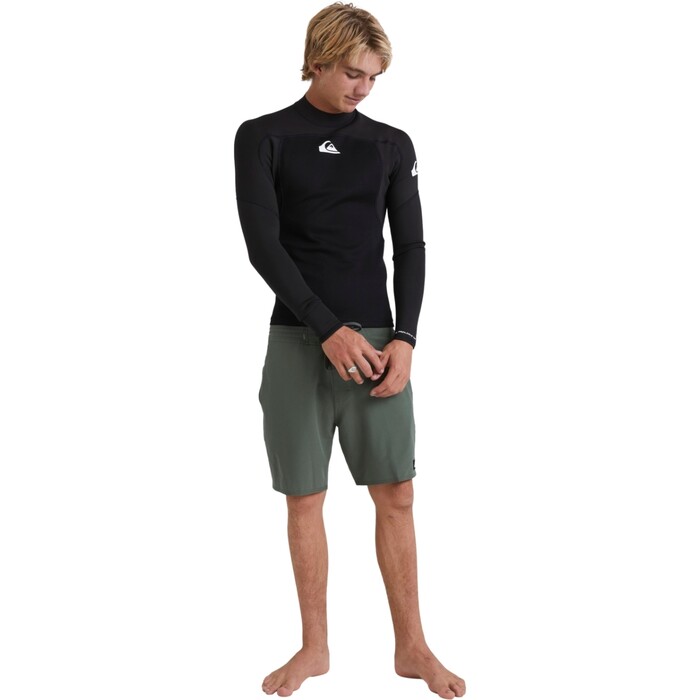 2024 Quiksilver Hombres Prologue 1mm Top De Neopreno De Manga Larga EQYW803048 - Black